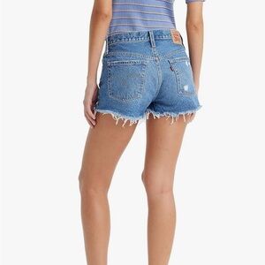 Levi's Blue Distressed Jean Shorts